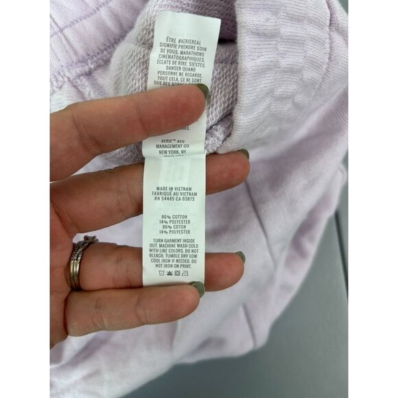 Aerie women's large lavender purple high waisted sweat shorts loungewear casual - Picture 6 of 7
